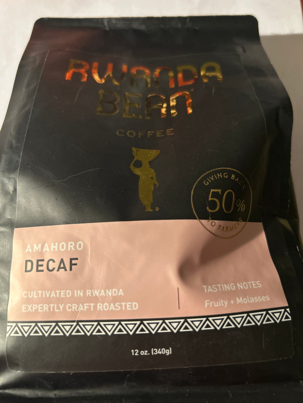 Rwanda Bean Coffee Amahoro Decaf – Cultivated in Rwanda – Ground Coffee 12 oz (Best By 12/1/26)