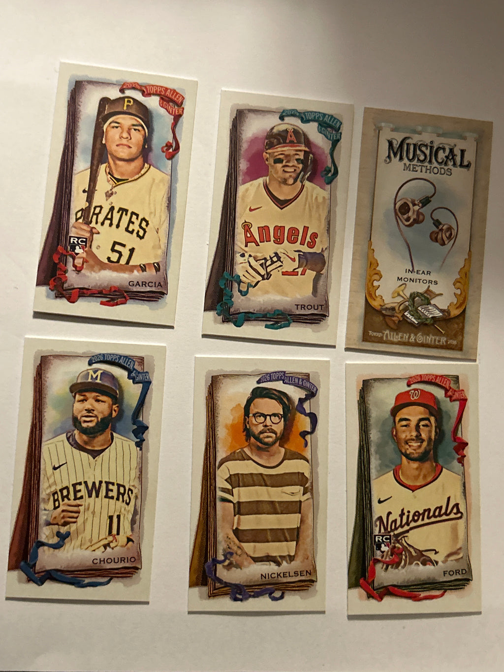 2026 Topps Allen & Ginter 6 Card Mini Lot Mike Trout Jackson Chourio Harry Ford RC Garcia RC Pirates