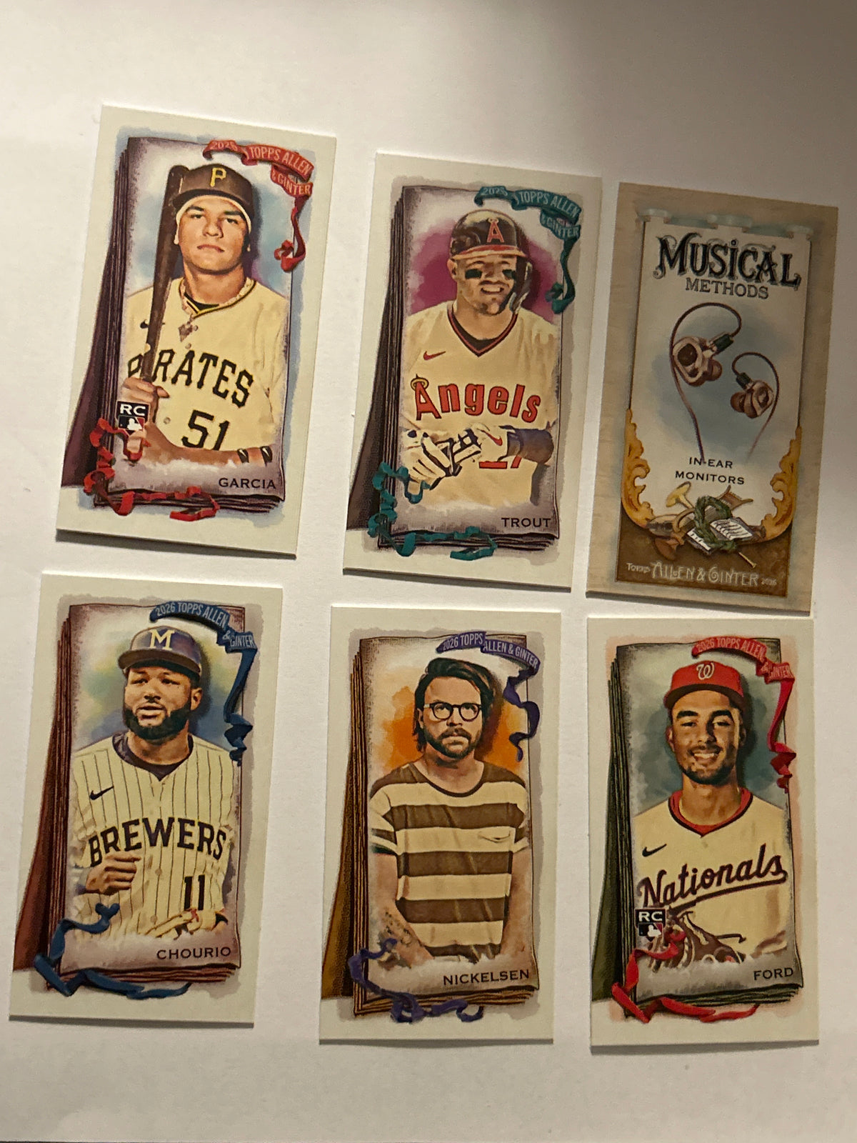 2026 Topps Allen & Ginter 6 Card Mini Lot Mike Trout Jackson Chourio Harry Ford RC Garcia RC Pirates