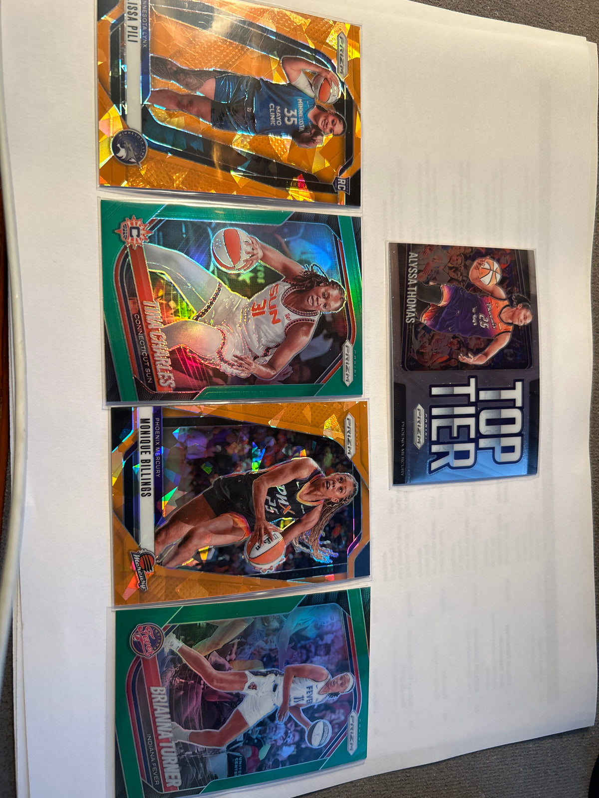 2025 Panini Prizm WNBA 5 Card Color Parallel Lot Orange Ice Green Alissa Pili RC Alyssa Thomas