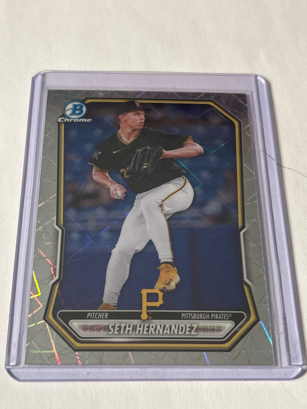 2025 Bowman Draft Chrome Seth Hernandez Laser Refractor BDC-25 Pittsburgh Pirates