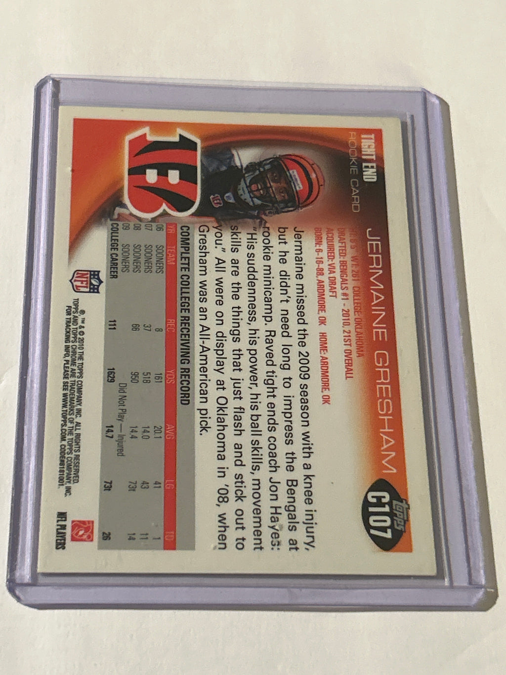 2010 Topps Chrome - Jermaine Gresham #C107 (RC)