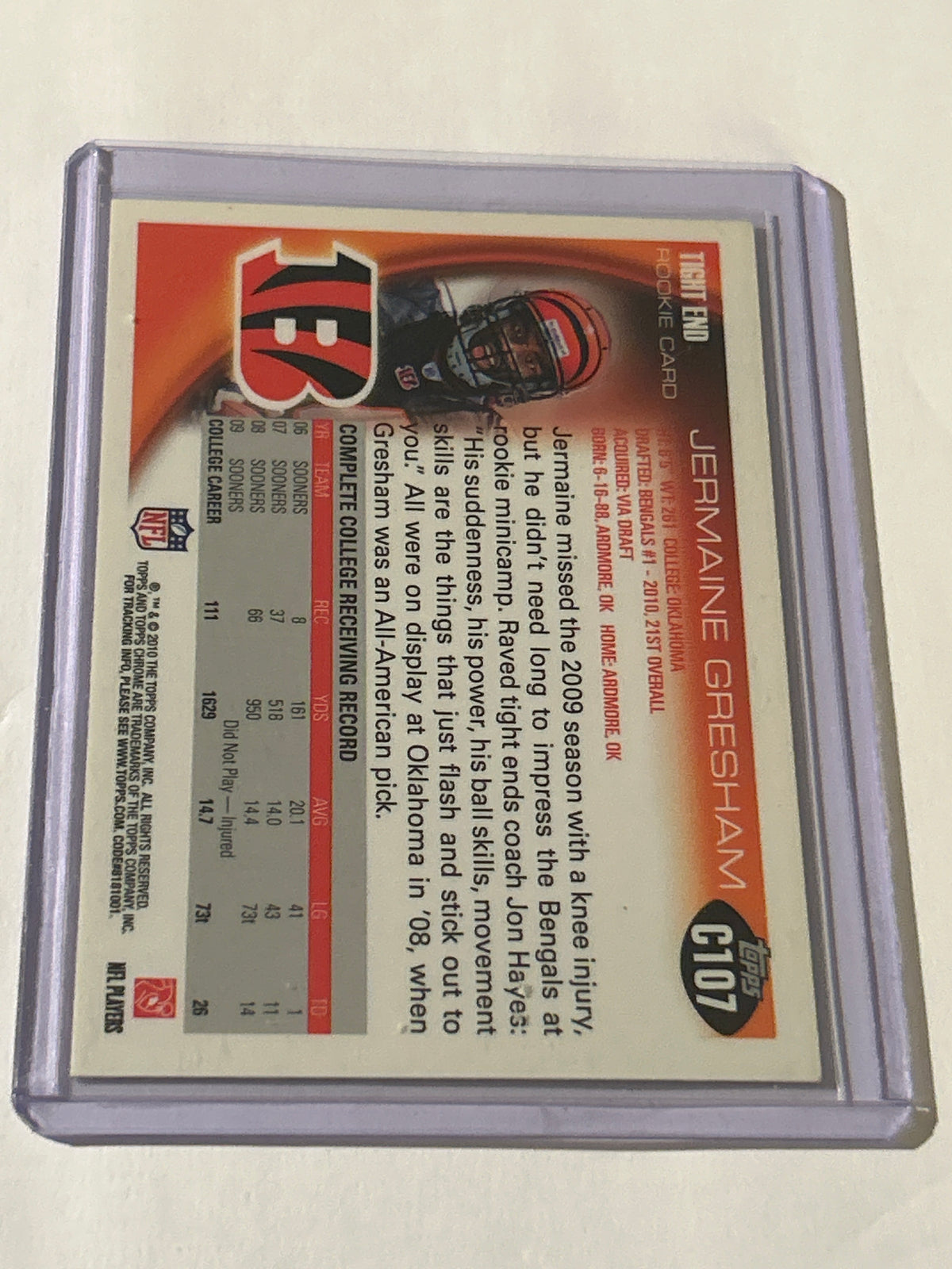 2010 Topps Chrome - Jermaine Gresham #C107 (RC)