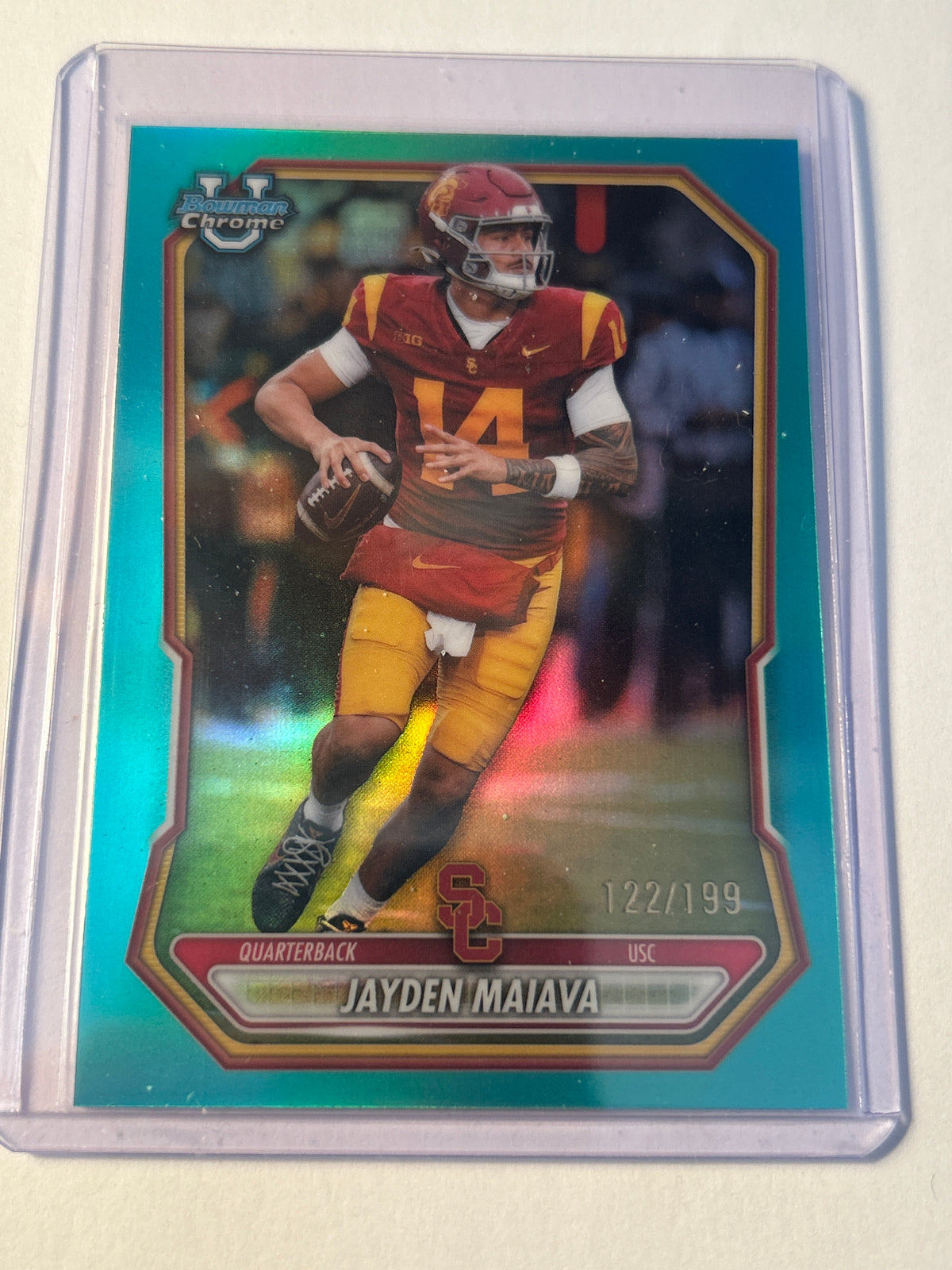2026 Bowman Chrome U Jayden Maiava Aqua Refractor 122/199 #BCP 93 USC Trojans QB