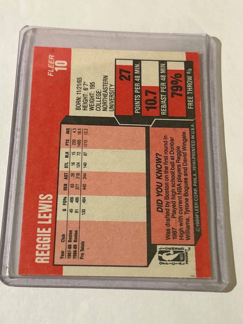 1989-90 Fleer - Reggie Lewis #10 (RC)