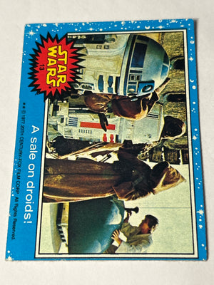 1977 Topps Star Wars #13 A Sale on Droids!, Blue Series 1, Two-Star Variant, EX