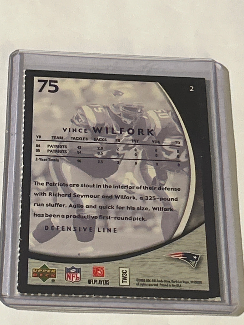 2006 Upper Deck Boston Globe New England Patriots - Vince Wilfork #2