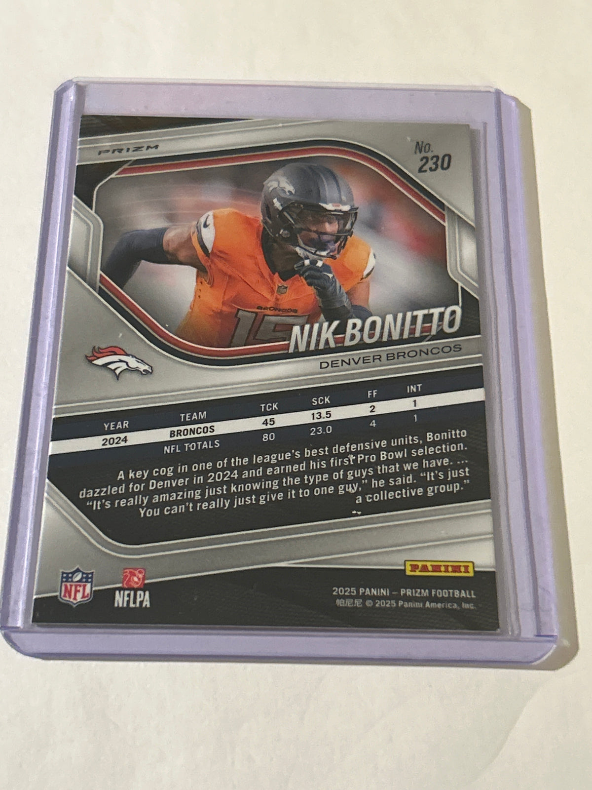 2025 Panini Prizm - Nik Bonitto #230 Pink Prizm