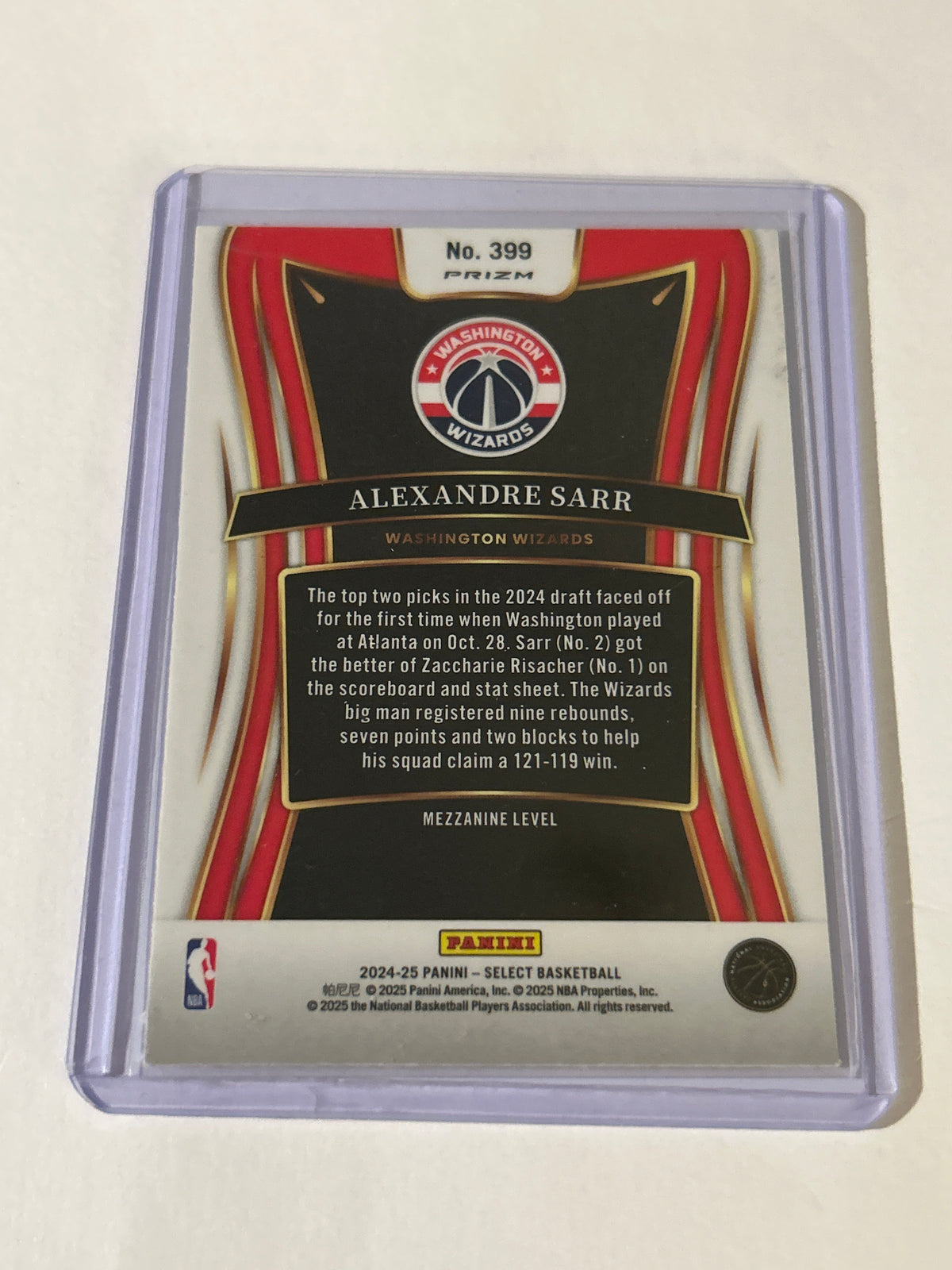 2024-25 Panini Select - Mezzanine Alexandre Sarr #399 Silver Prizm (RC)