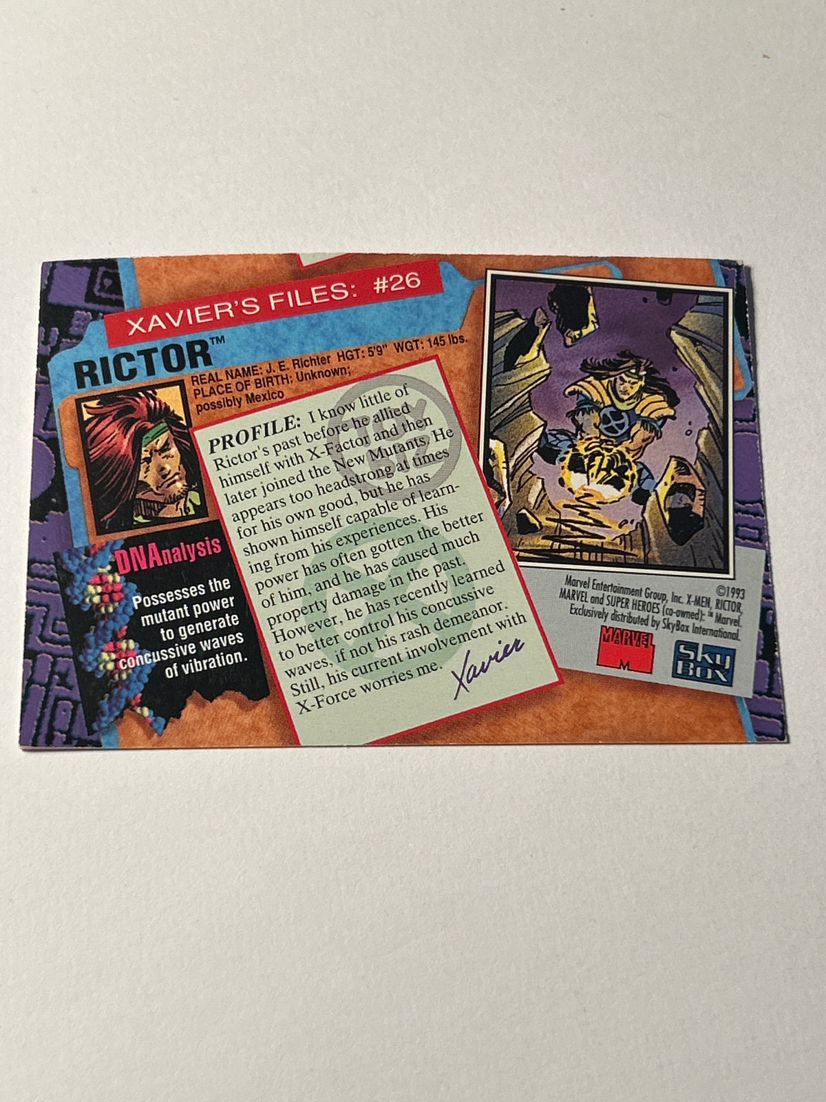 Rictor Super Heroes 26 X-men: Series 2 1993 Trading Card Tcg