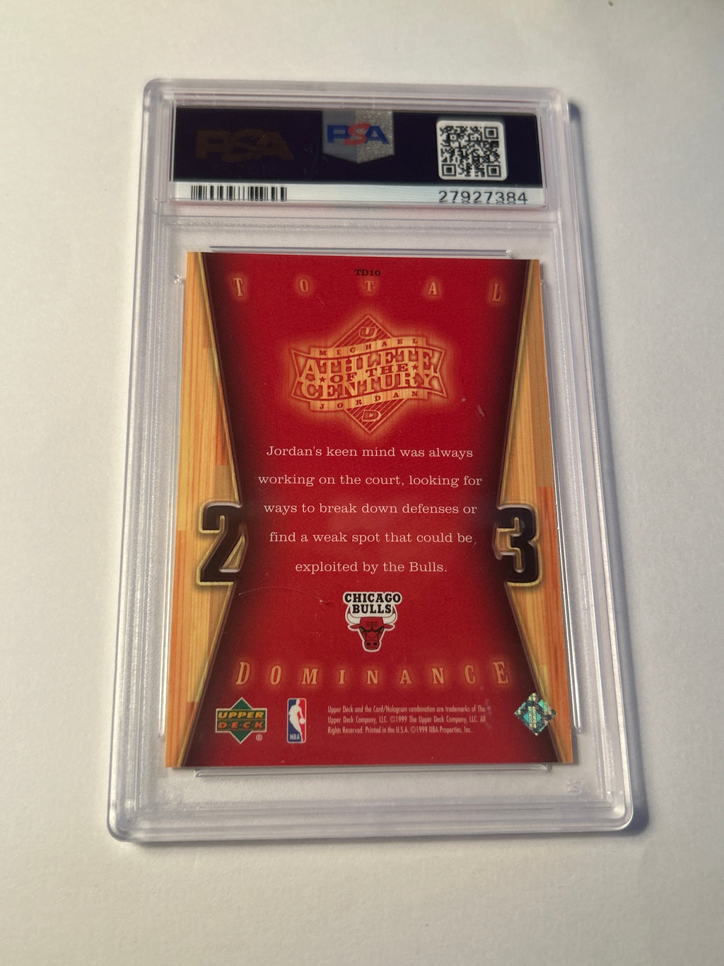 1999 Upper Deck Athlete of the Century Total Dominance #TD10 Michael Jordan PSA 8 NM-MT