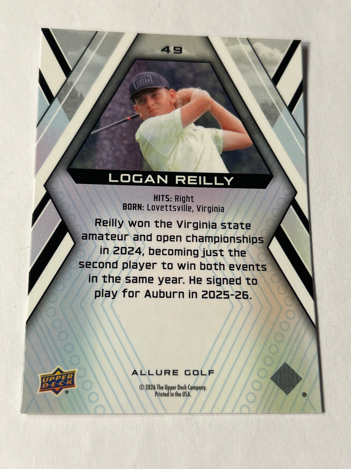 2026 Upper Deck Allure Golf Logan Reilly Rookie Card (RC)