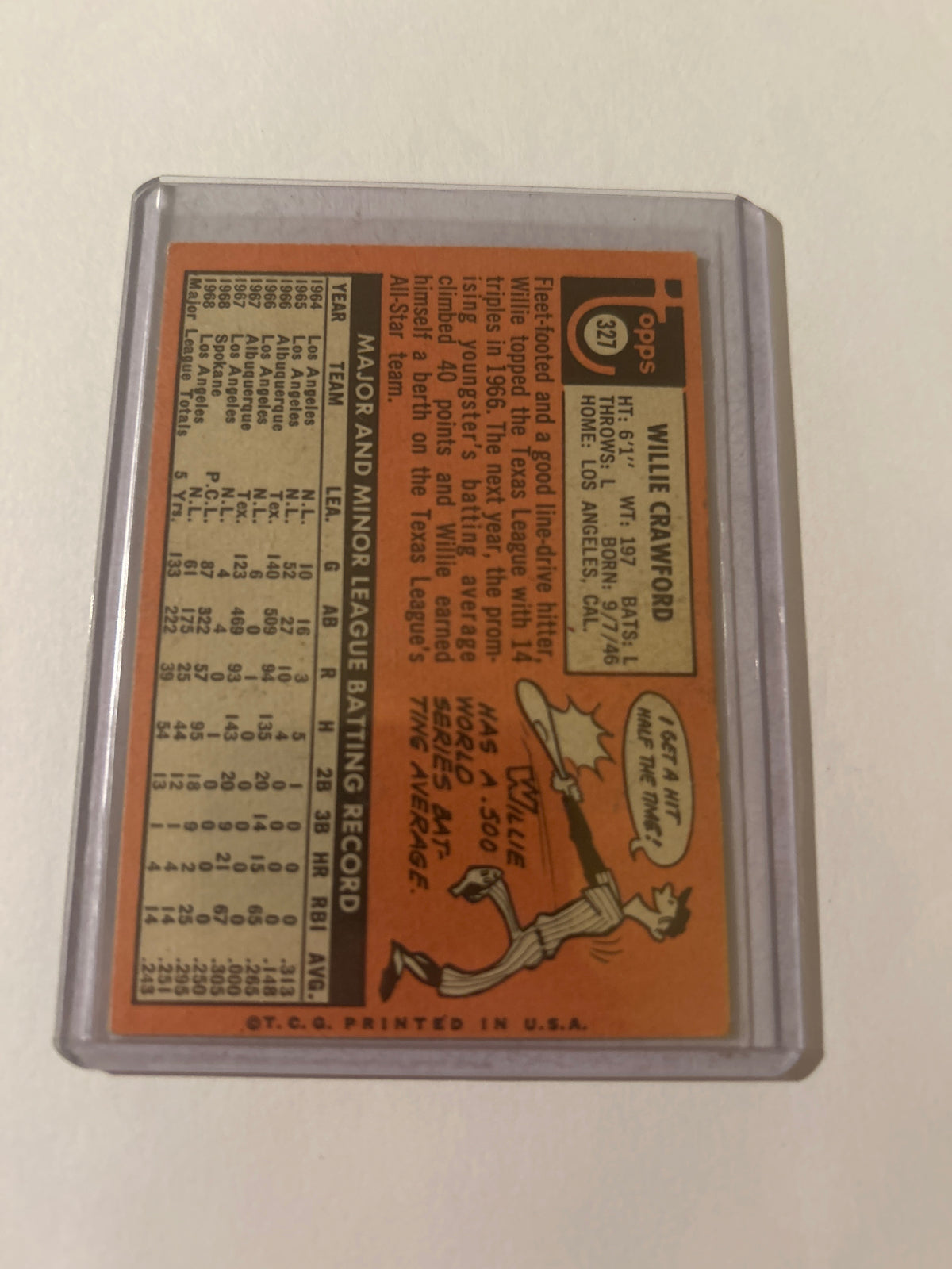 1969 Topps - Willie Crawford #327-Autograph