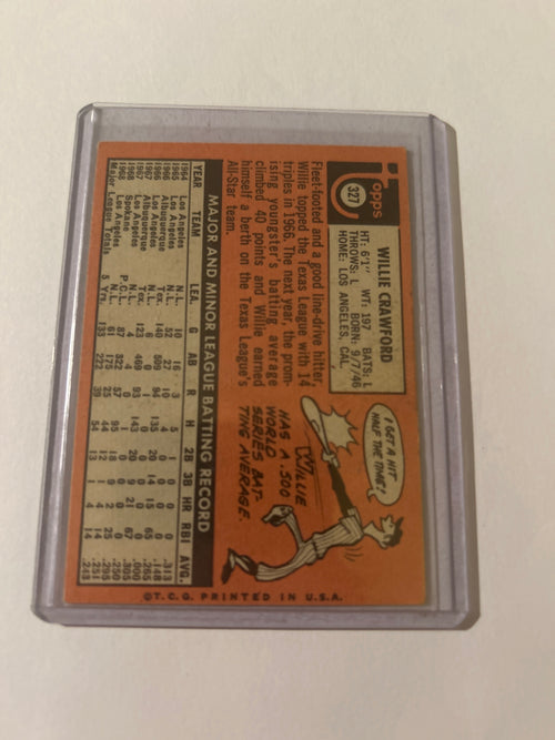 1969 Topps - Willie Crawford #327-Autograph