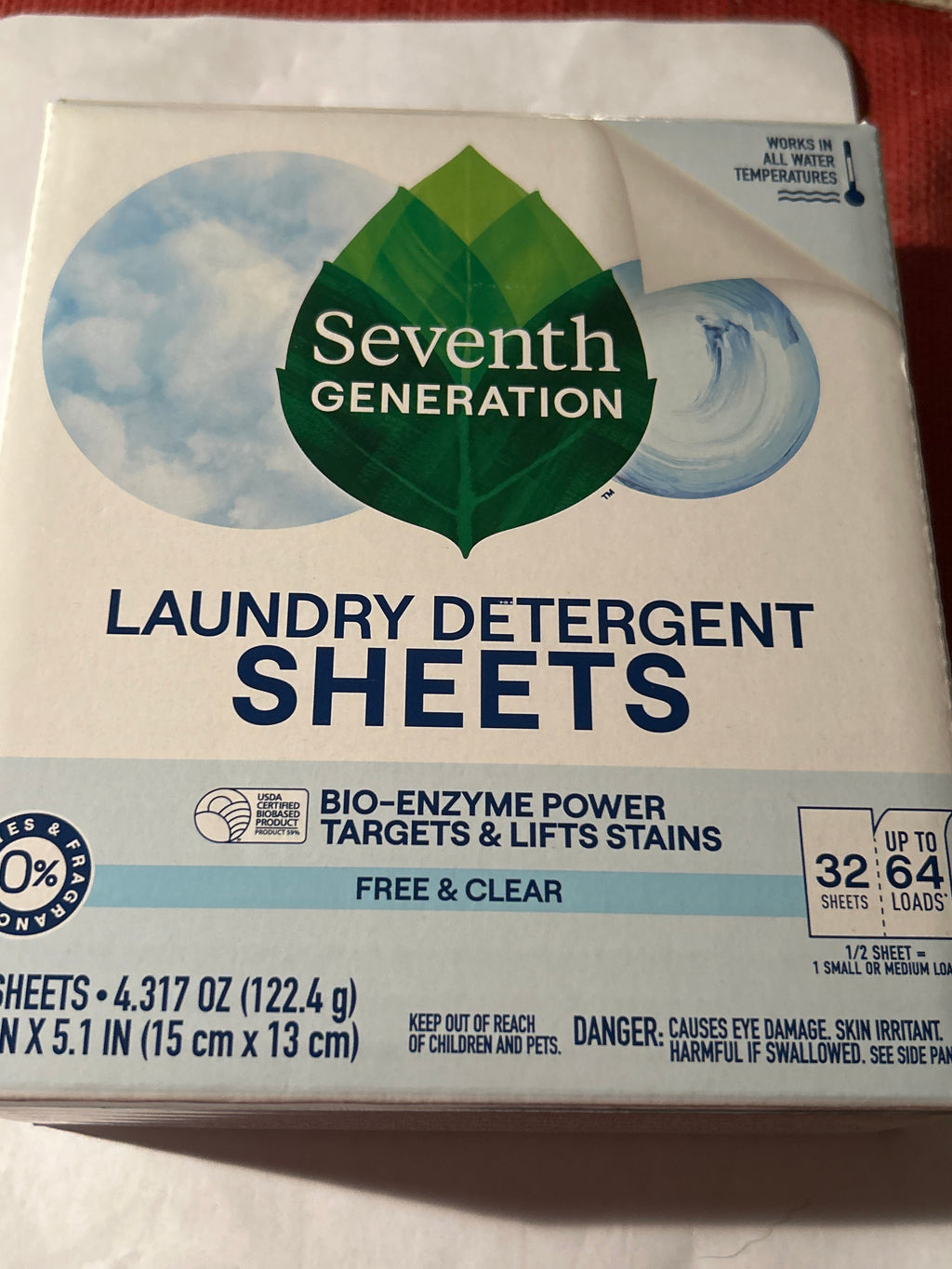 Seventh Generation Laundry Detergent Sheets – Free & Clear – 32 Sheets (64 Loads)