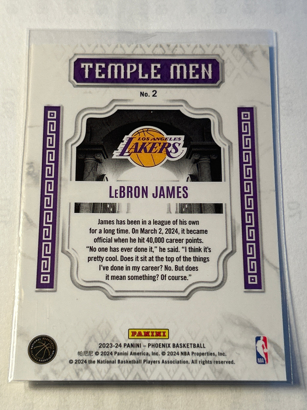 2023-24 Panini Phoenix Temple Men LeBron James Lakers Insert