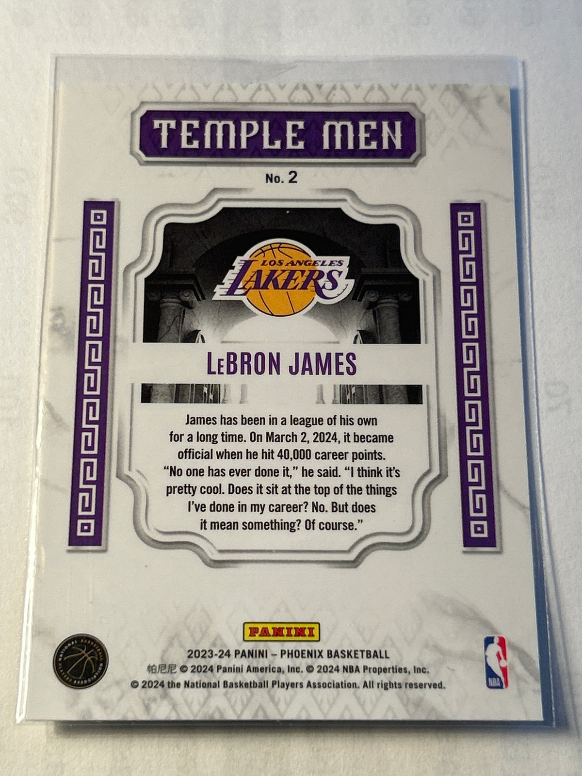 2023-24 Panini Phoenix Temple Men LeBron James Lakers Insert