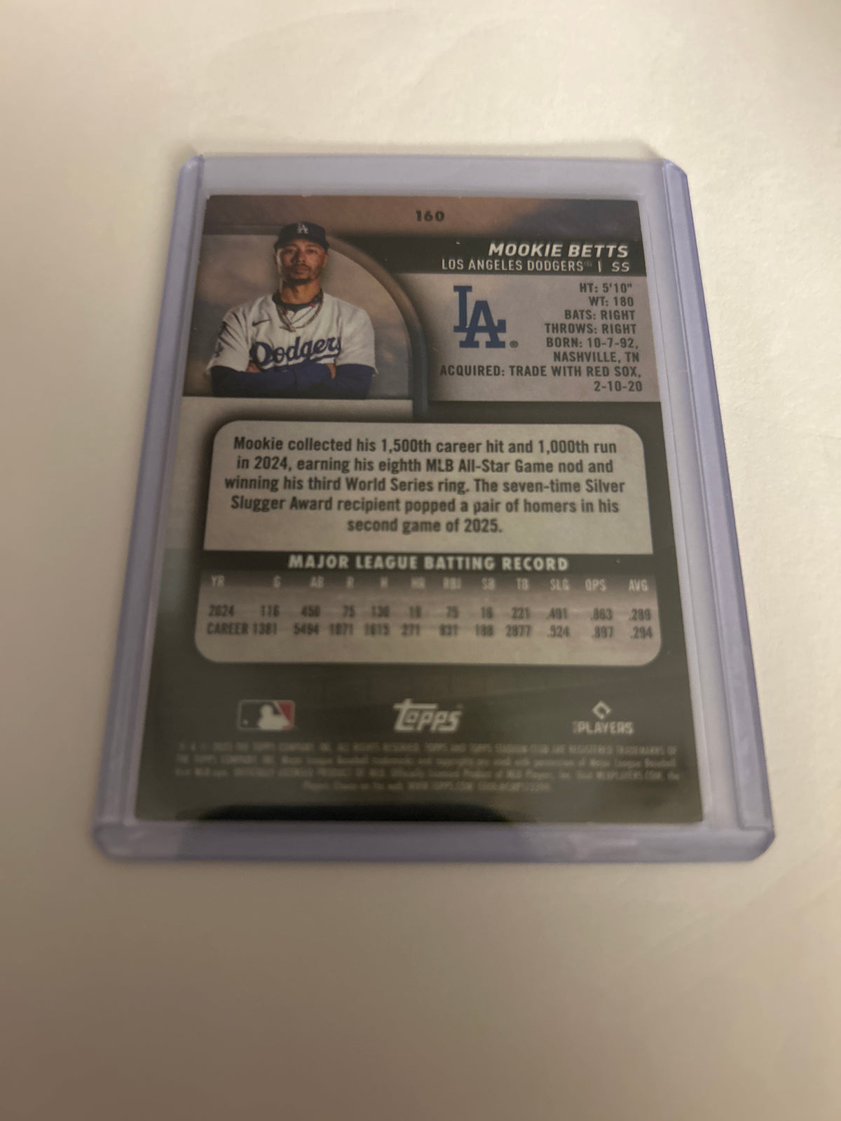 2025 Topps Stadium Club - Mookie Betts #160 Pink Foil