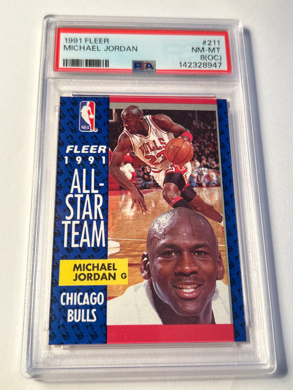 1991 Fleer #211 Michael Jordan All Star Team PSA 8 (OC)
