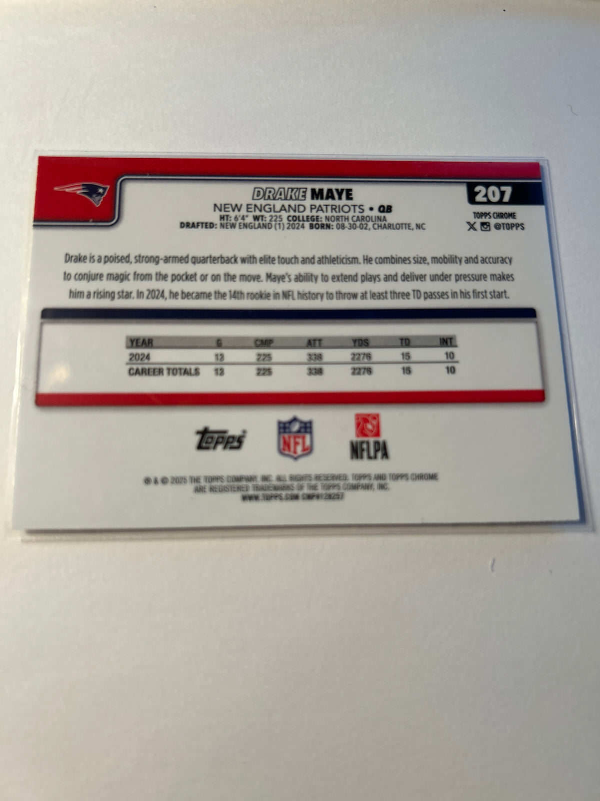2025 Topps Chrome Drake Maye Pulsar Refractor New England Patriots QB