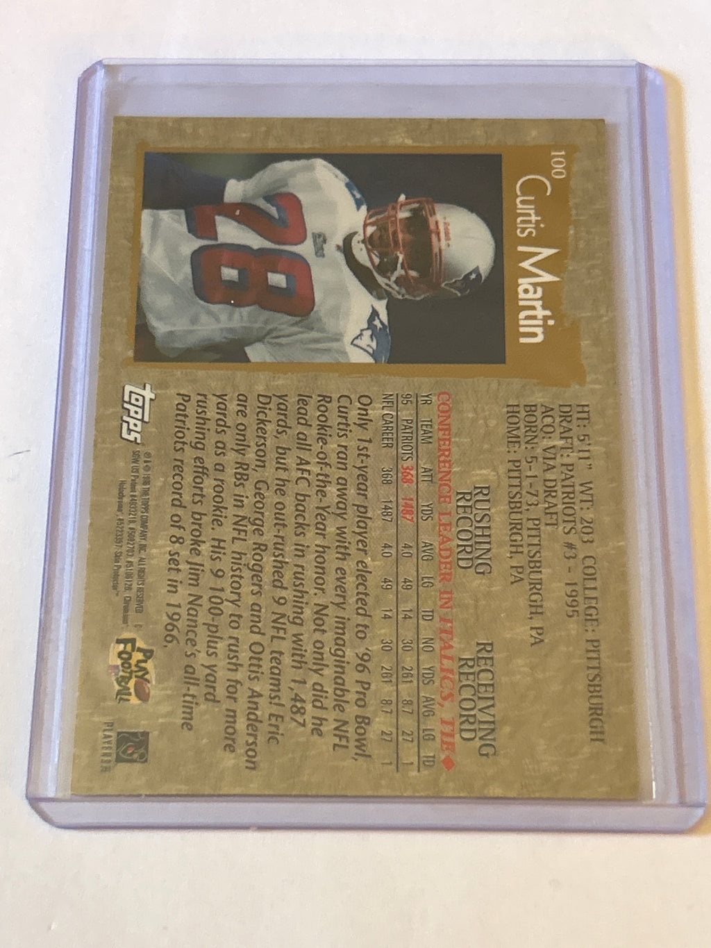 1996 Topps Chrome - Curtis Martin #100 Refractor- Auto
