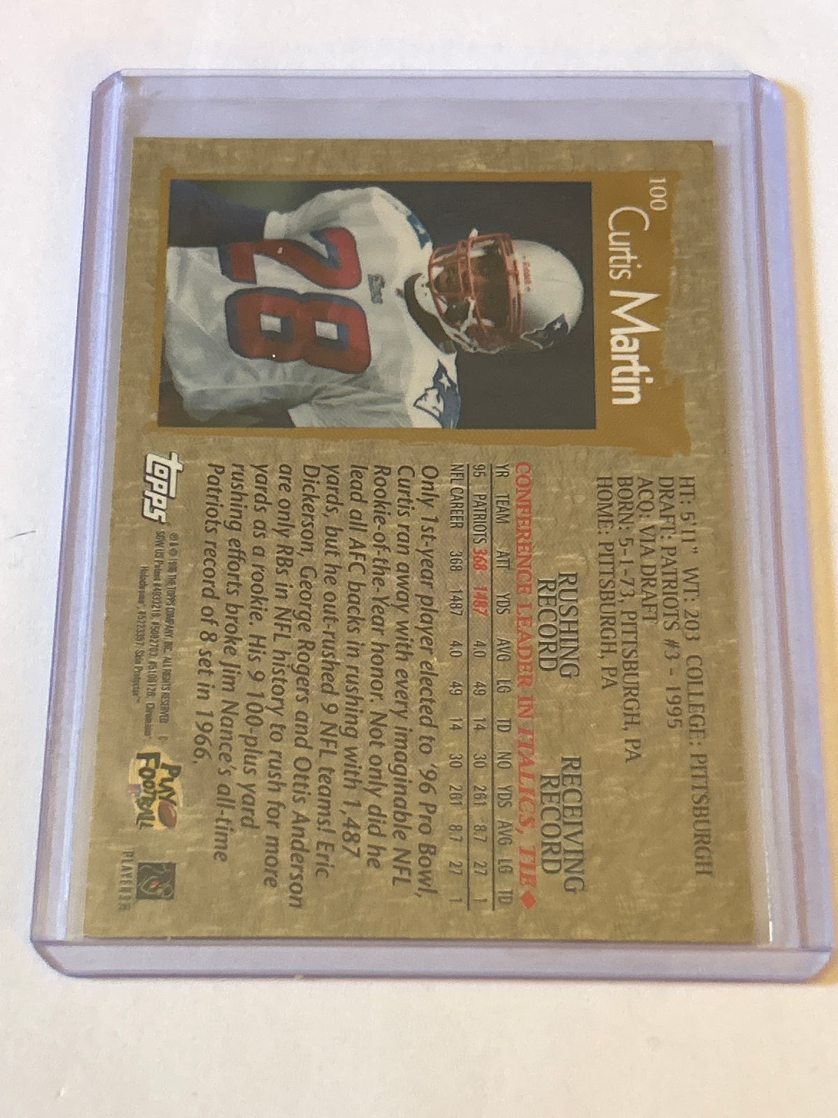 1996 Topps Chrome - Curtis Martin #100 Refractor- Auto