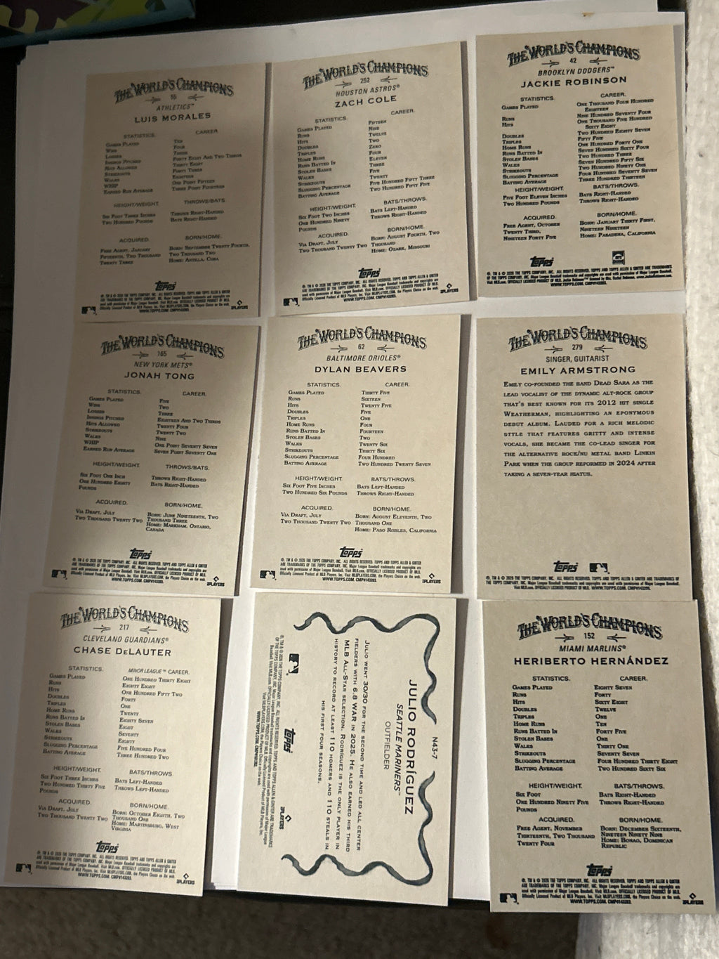 2026 Topps Allen & Ginter 9 Card Lot Jonah Tong RC Dylan Beavers RC Chase DeLauter RC Julio Rodriguez Jackie Robinson