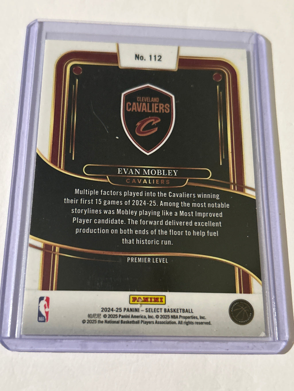 2024-25 Panini Select - Premier Level Evan Mobley #112 Blue Prizm