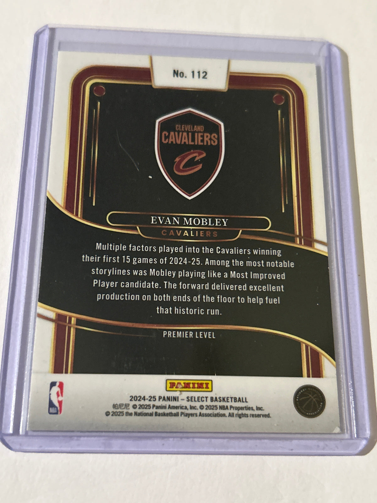 2024-25 Panini Select - Premier Level Evan Mobley #112 Blue Prizm