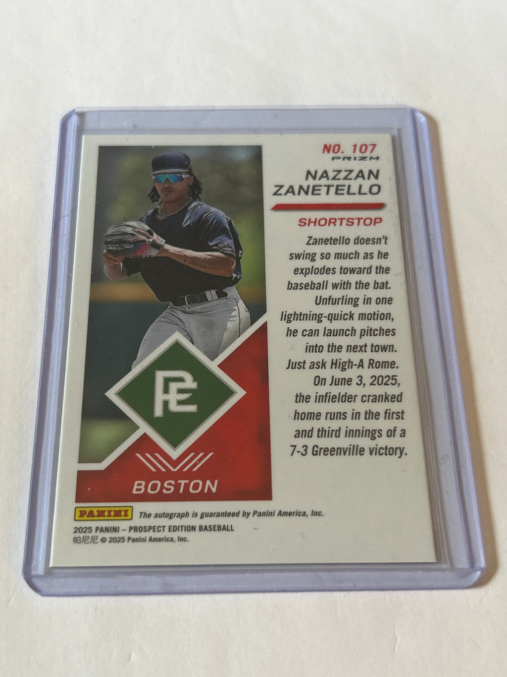 2025 Panini Prospect Edition - Nazzan Zanetello #107 Green Prizm Signatures (AU)