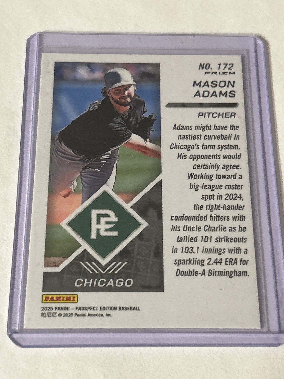 2025 Panini Prospect Edition #172 Mason Adams Holo Prizm Prospect Ticket - Red Ice