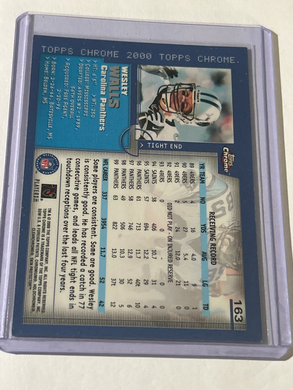 2000 Topps Chrome - Wesley Walls #163 Refractor