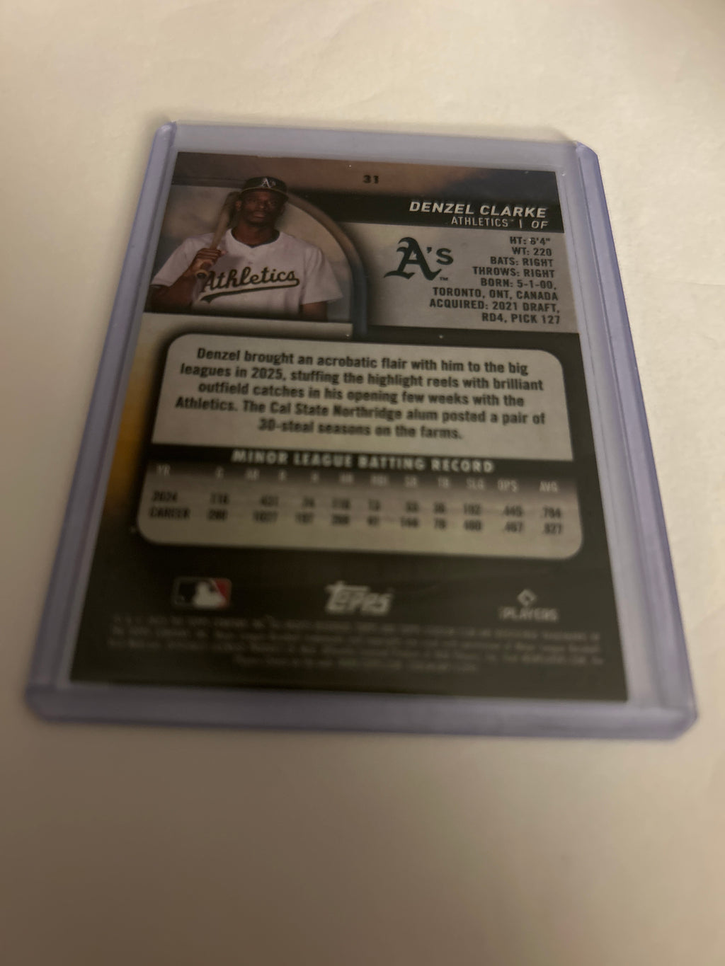 2025 Topps Stadium Club - Denzel Clarke #31 Light Blue Foil (RC)