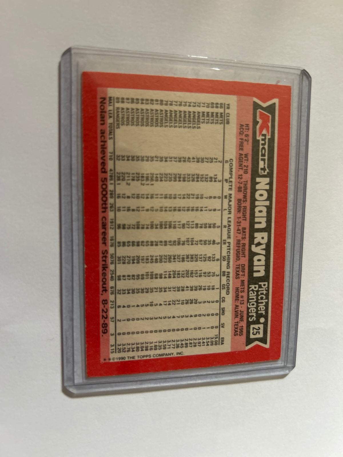1990 Topps Kmart Superstars - Nolan Ryan #25