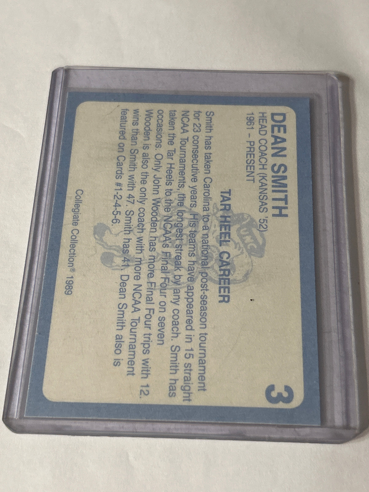 1989‑90 Collegiate Collection / Coca‑Cola North Carolina’s Finest – Dean Smith #3 (RC)