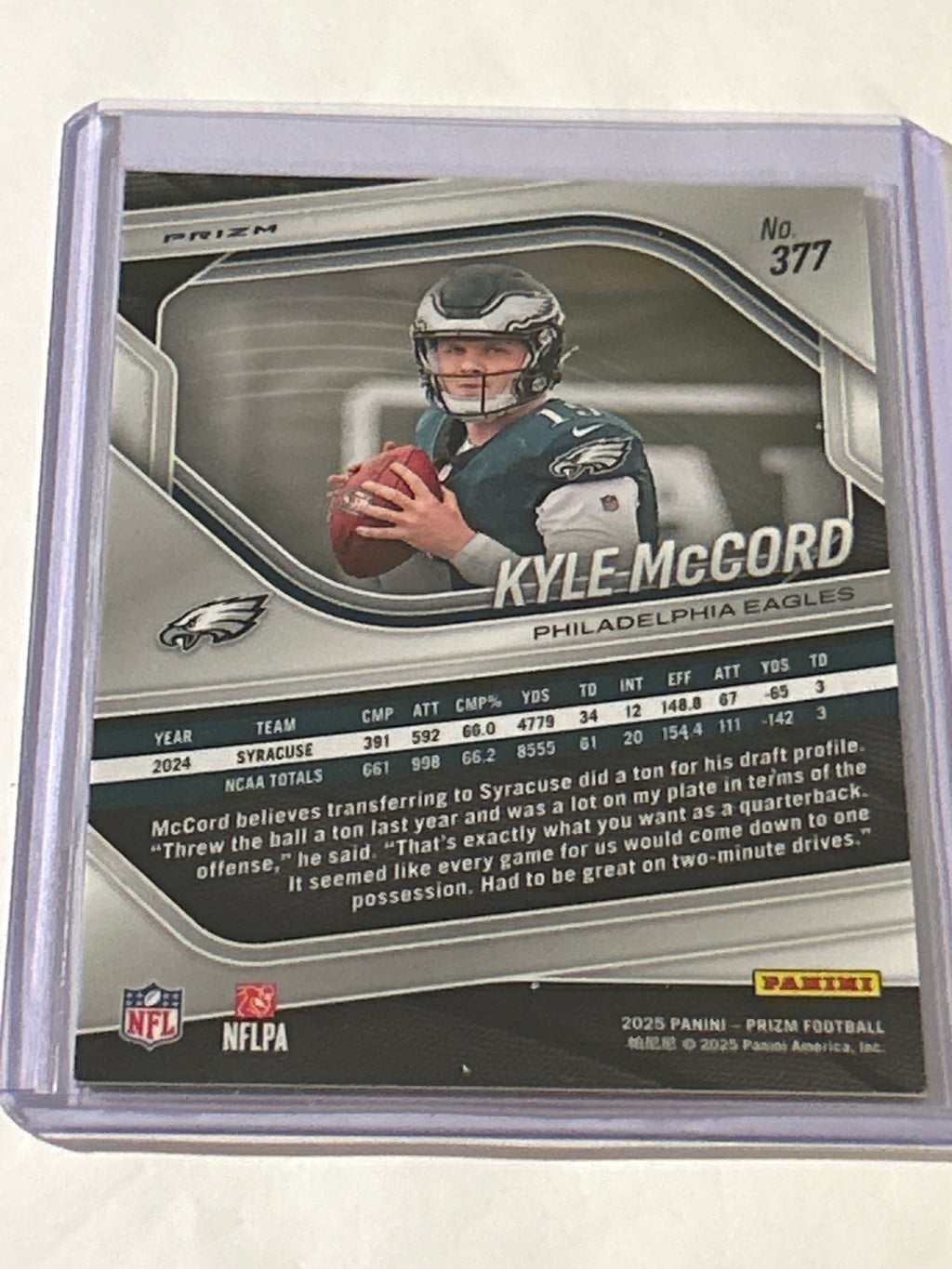 2025 Panini Prizm - Kyle McCord #377 Red Flash Prizm (RC)