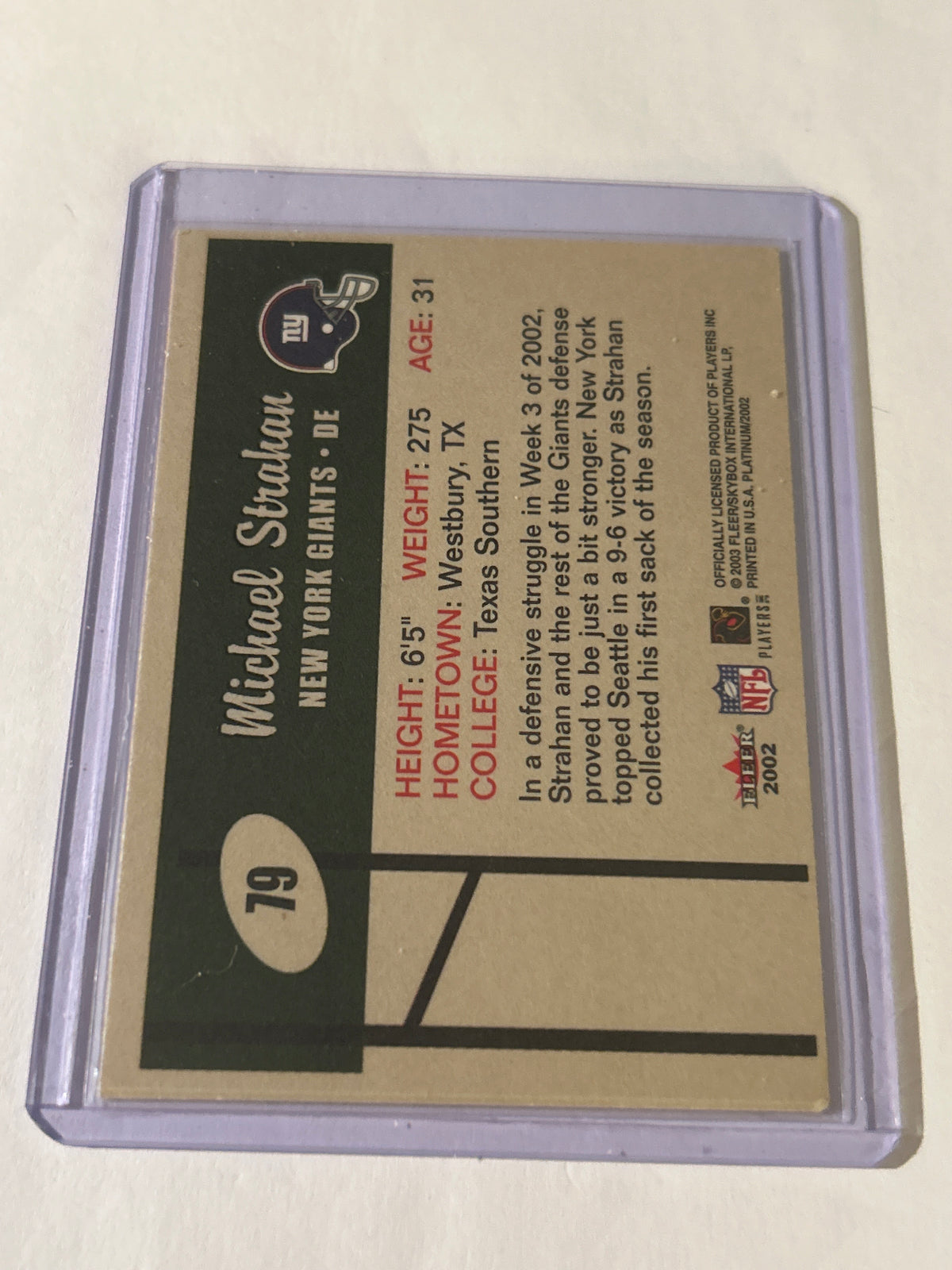2002 Fleer Platinum - Michael Strahan #79