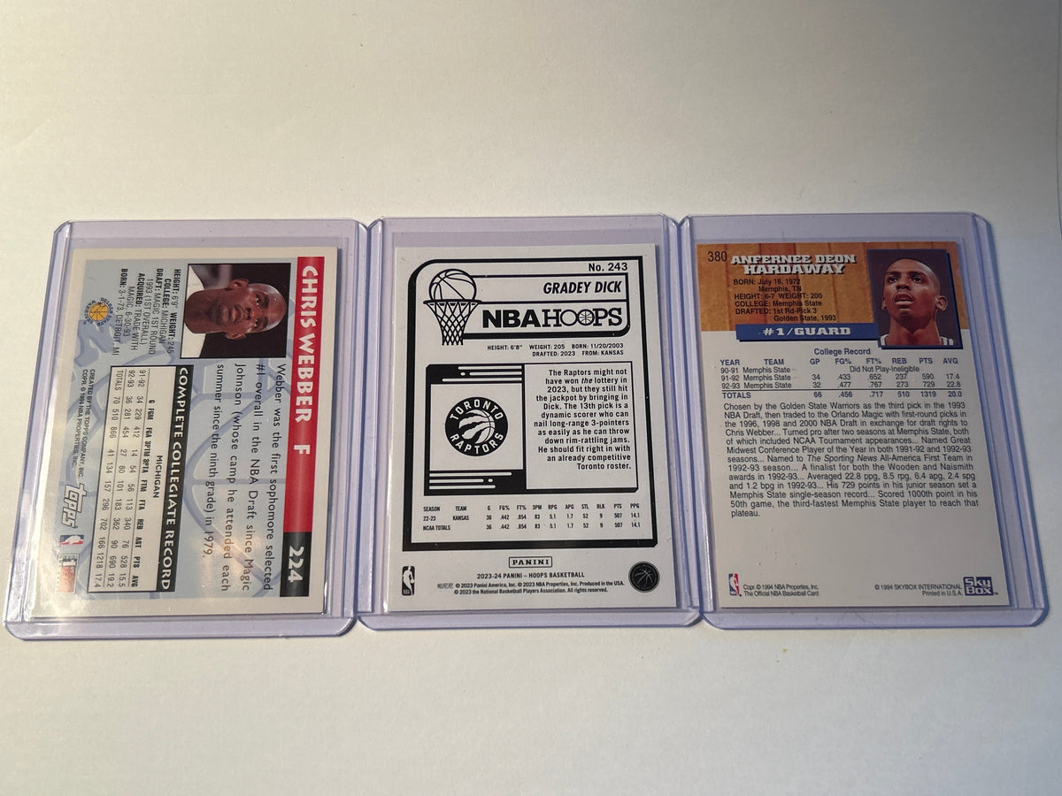Basketball rookie 3 card lot backs