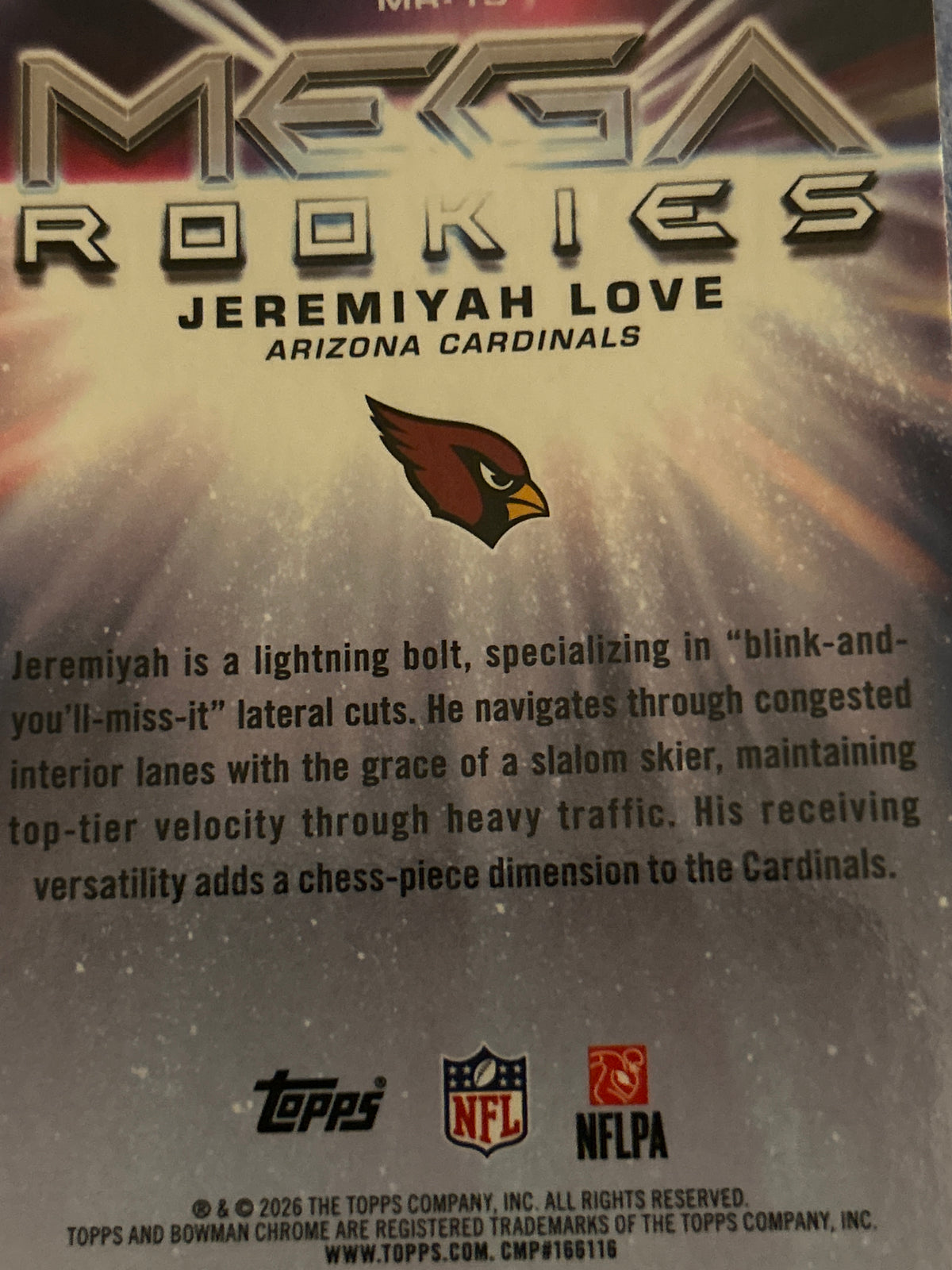 2026 Bowman Chrome Mega Rookies Jeremiyah Love RC Rookie Insert Arizona Cardinals