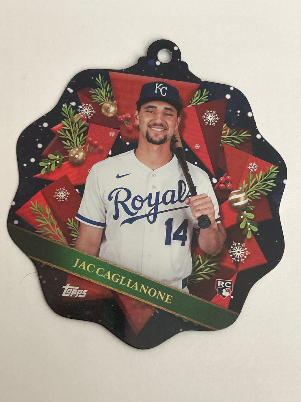 2026 Topps Holiday Jac Caglianone RC #OO-1 Oversized Die Cut Ornament Card Kansas City Royals
