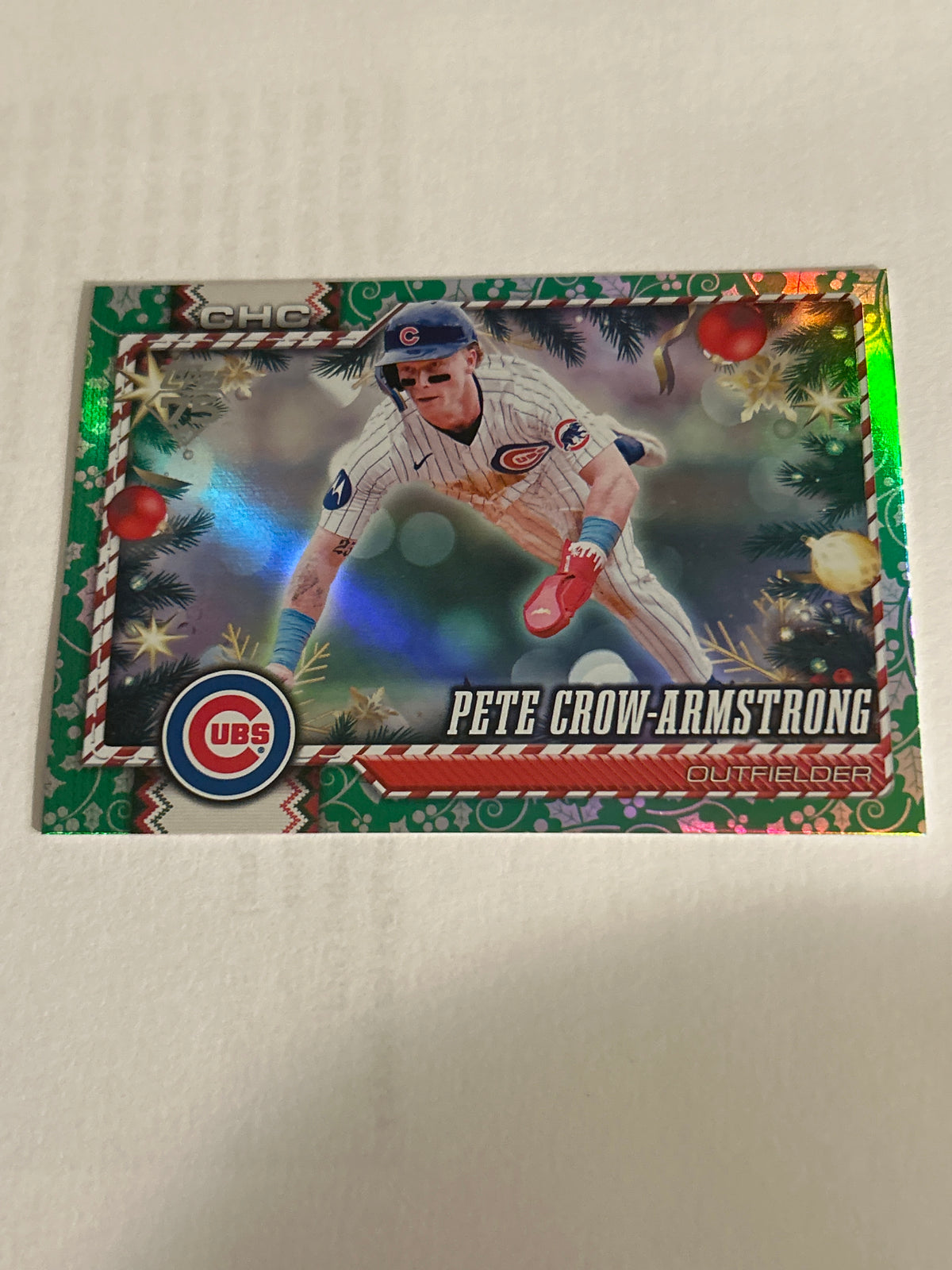 2026 Topps Holiday Pete Crow-Armstrong Green Foil Parallel Chicago Cubs