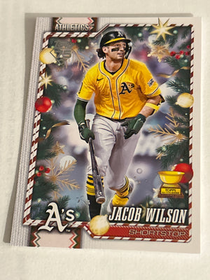 2026 Topps Holiday Jacob Wilson #H110 Holiday Variation Back SP Athletics
