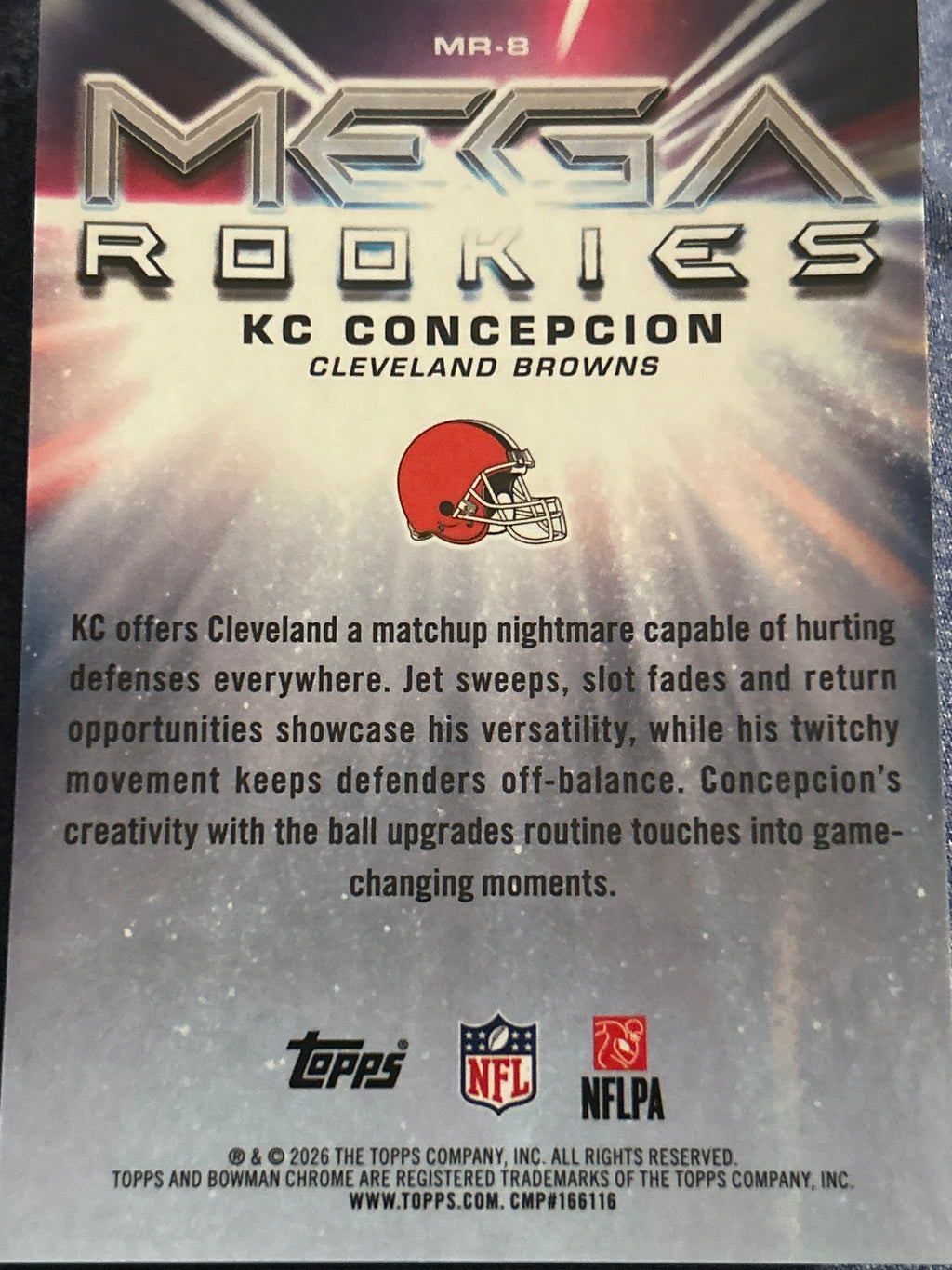 2026 Bowman Chrome Mega Rookies KC Concepcion RC #MR-8 Black Mojo 05/10 Cleveland Browns
