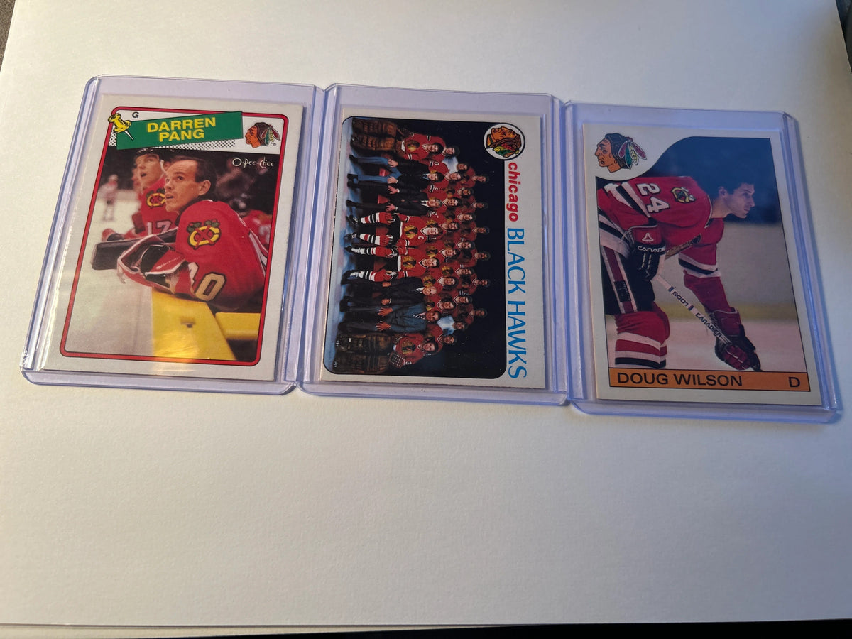 Blackhawks OPC 3 card lot fronts