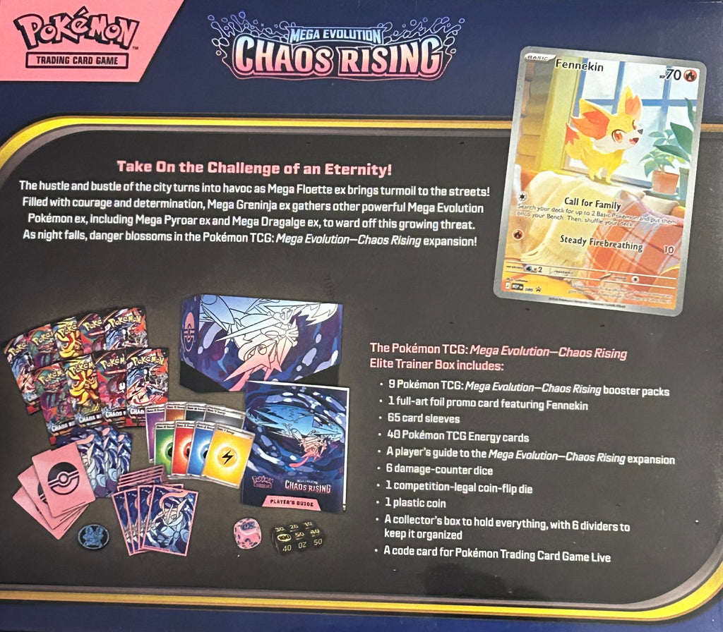 Pokemon Mega Evolution Chaos Rising Elite Trainer Box, Factory Sealed