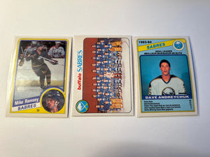 Buffalo Sabres O-Pee-Chee 3 Card Lot Mike Ramsey 1984-85 #28 Andreychuk Scoring Leaders #353 1978-79 Team Checklist