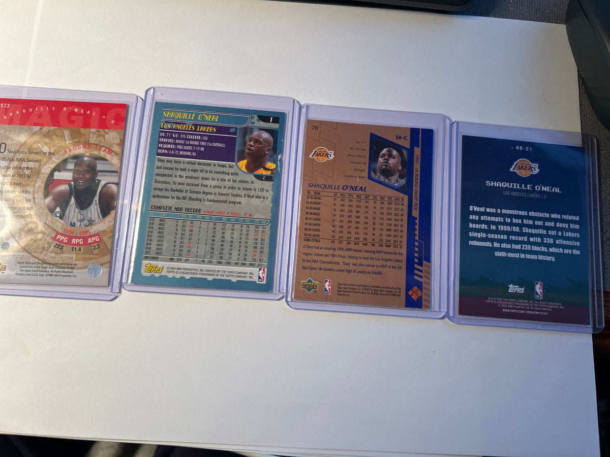 Shaquille O'Neal 4 card lot backs